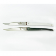 Forge de Laguiole -  Set de 2 Cuchillos de Carne (Blanco y Negro )