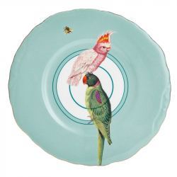 Plato Llano Porcelana 24 cm Loro y Cacatúa - 2 Unidades