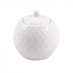 Azucarero Porcelana Blanca Relieve