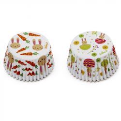 Molde Magdalena y Cupcake Papel Conejos Pascua y Zanahorias