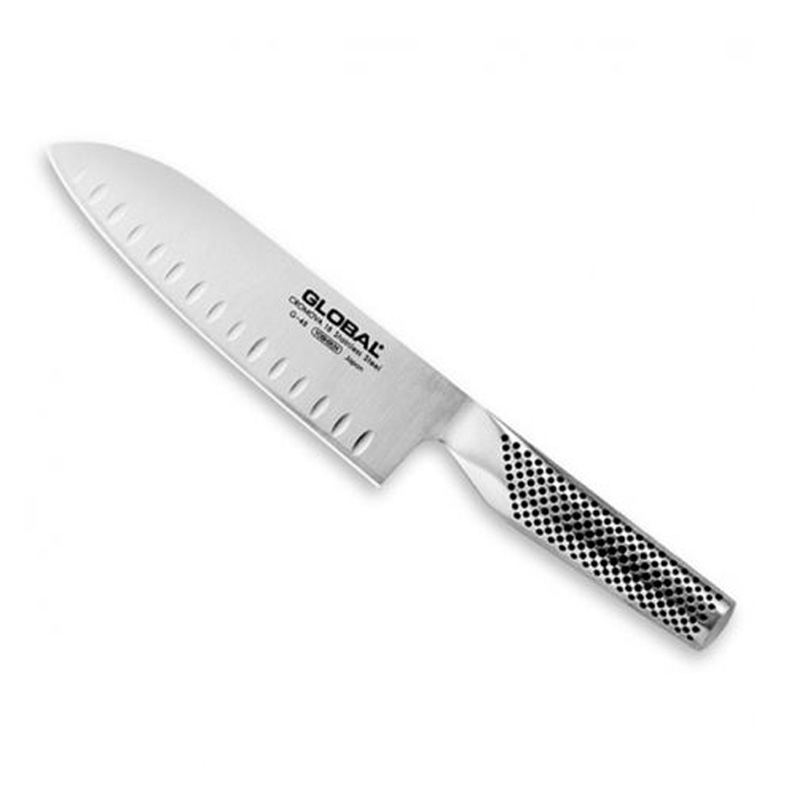 Cuchillo santoku Global g80 con hoja alveolada de 18 cm.