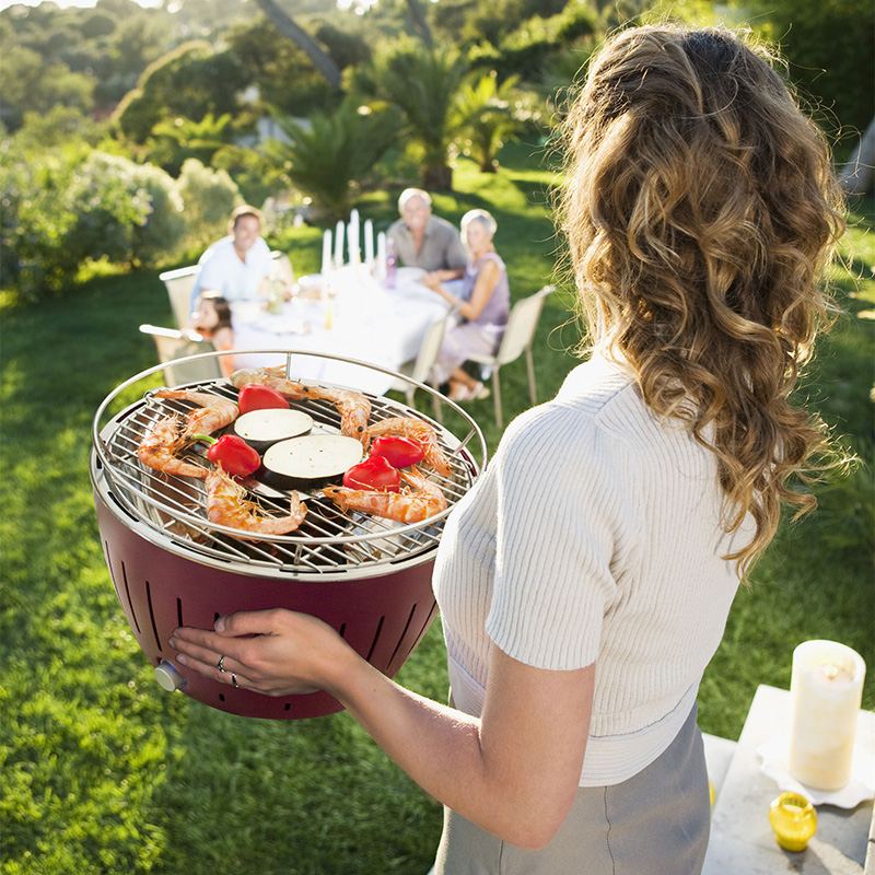 LotusGrill Barbacoa de carbón (Diámetro de la superficie de la parrilla: 34  cm, Rojo fuego)