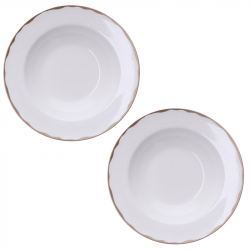 Plato Hondo Riflessi en Porcelana blanca con Filo Dorado 23 cm - 2 Unidades