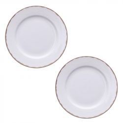 Plato Porcelana Blanca y Filo Dorado Riflessi 20 cm - 2 Unidades