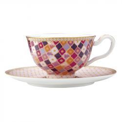 Taza de Té con Plato Mosaico Rosa Kasbah