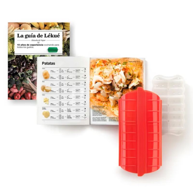 Lekue - Estuche de vapor, Con bandeja y libro en Español, Berenjena, 1 - 2  personas (650 ml)