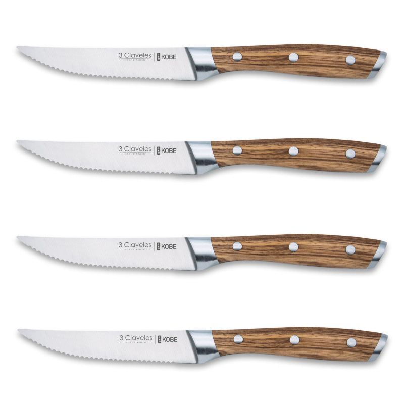 SET 4 CUCHILLO ASADO 12 CM ANGUS 3 CLAVELES — Deco Hogar