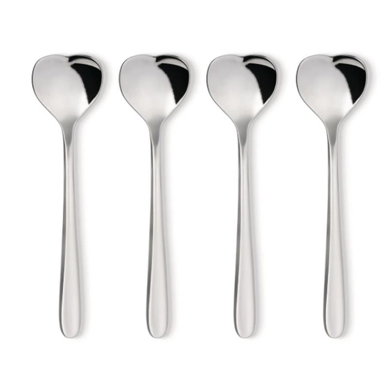 Cucharas de café en forma de corazón Alessi ¡4 de acero inoxidable!