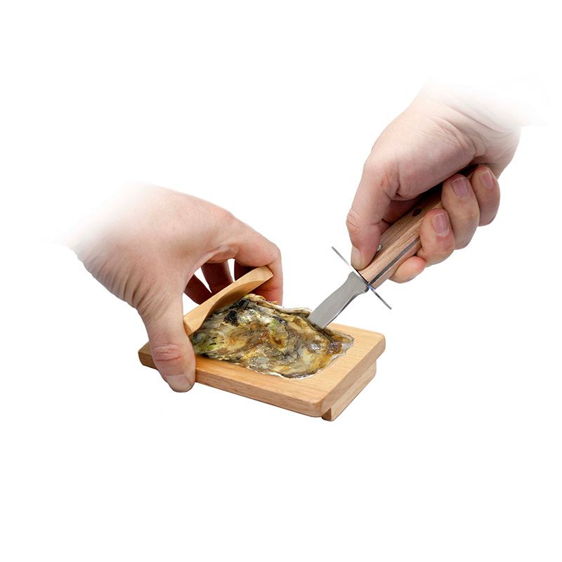 Abreostras con soporte ¡para abrir ostras de forma cómoda y segura!