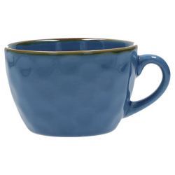 Taza de desayuno de gres azul