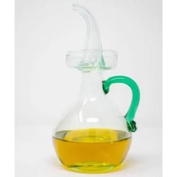 Aceitera Antigoteo de Cristal Artesana Verde
