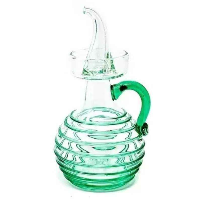 Aceitera antigoteo Cristal Artesana hilada en verde