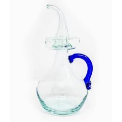Aceitera Cristal Artesana con asa Azul