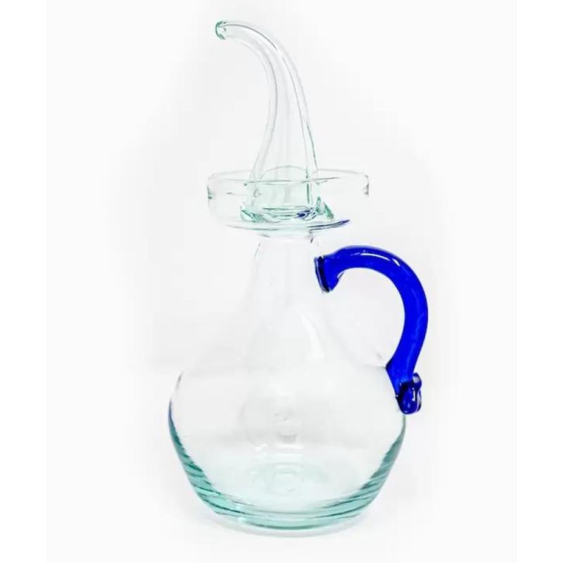 Aceitera Cristal Artesana con asa Azul