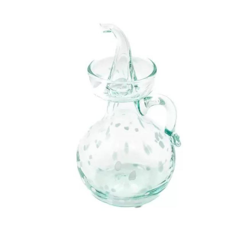 Aceitera Antigoteo de Cristal Artesana - Confeti blanco