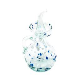 Aceitera Cristal Artesana Confeti blanco y azul