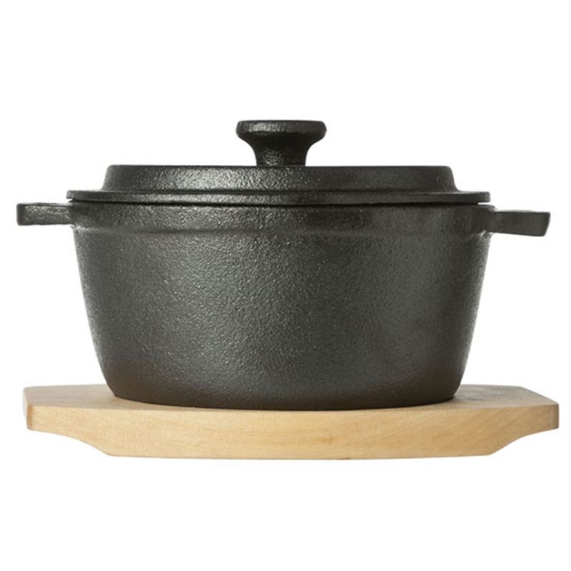 Cazuela de Hierro con Base de Madera
