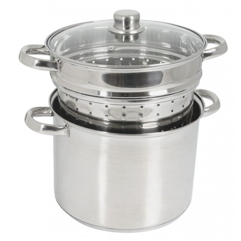 5 litros diámetro de 24 cm olla para sopa de acero inoxidable 304 Wakects Olla de inducción antiadherente para pasta con tapa de cristal 