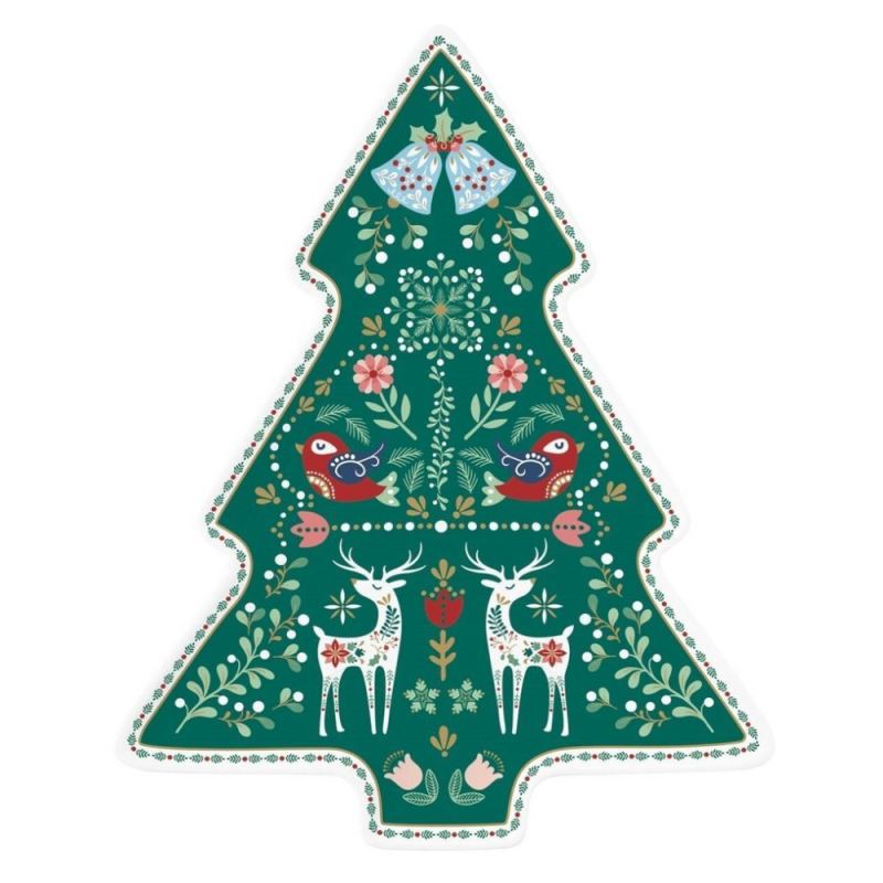 Plato de porcelana inglesa con forma de árbol de Navidad