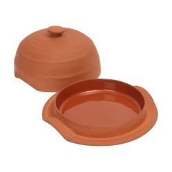 Cazuela o quesera de barro con tapa para hornear y servir quesos