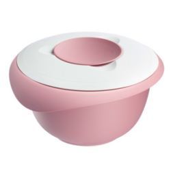 Bol mezclador (con tapa en dos partes), 3,5 l, rosa/blanco
