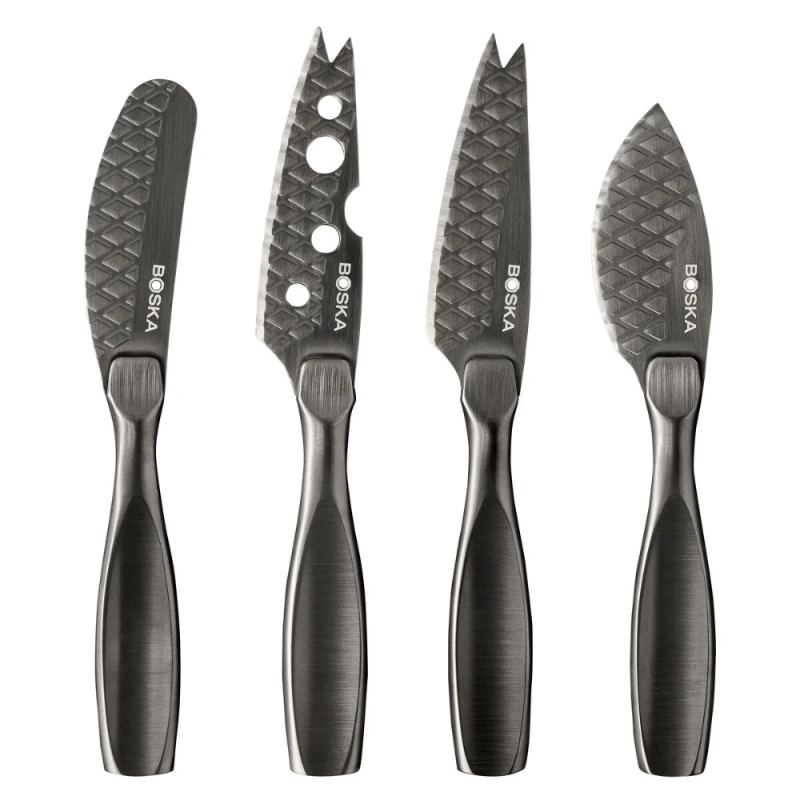 Juego de 4 cuchillos queso mini monaco negro Boska