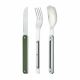 Juego de cubiertos para llevar verde khaki 
