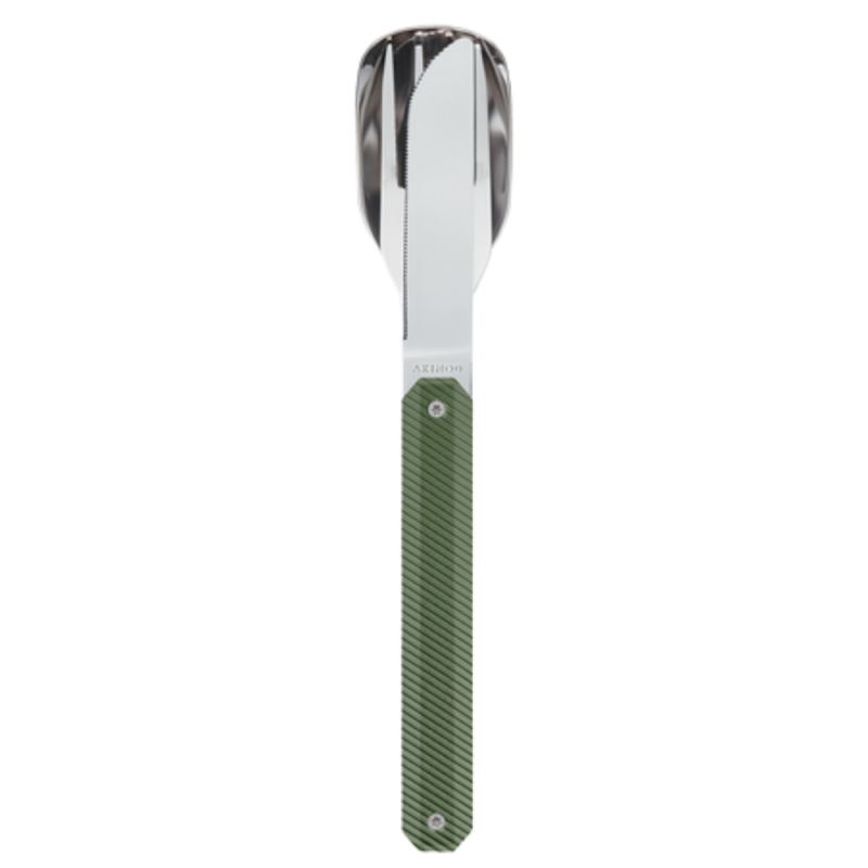 Juego de cubiertos para llevar verde khaki magnético