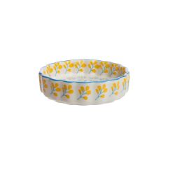 molde para tartaleta y quiche en cerámica de gres estampado floral azul