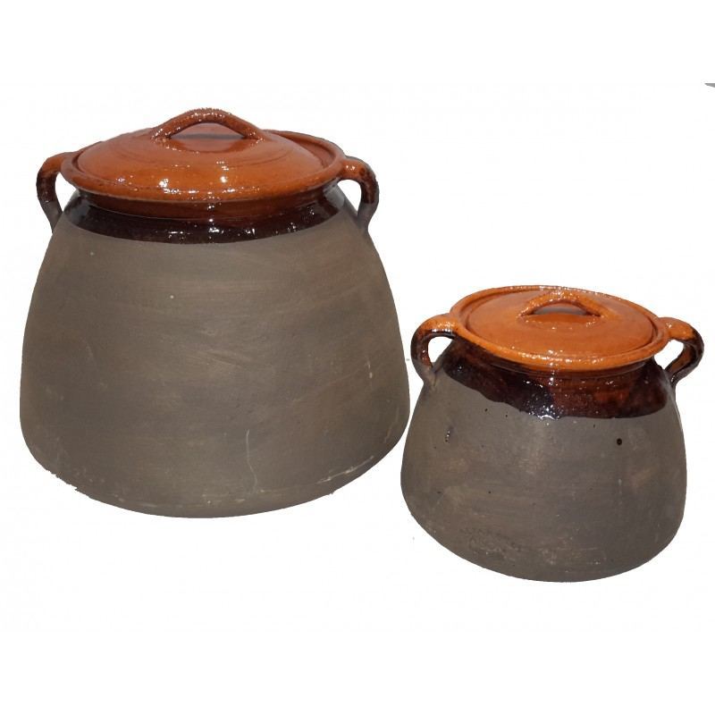 Olla alta de barro con tapa, disponible en: 22, 25, 28, y 31 cm.