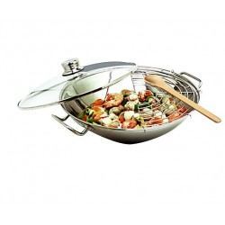 Wok con Tapa Inox Inducción - 30 cm.