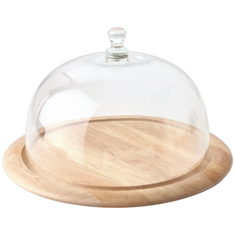 Queresa de madera con campana de cristal disponible en 26 y 33 cm dia