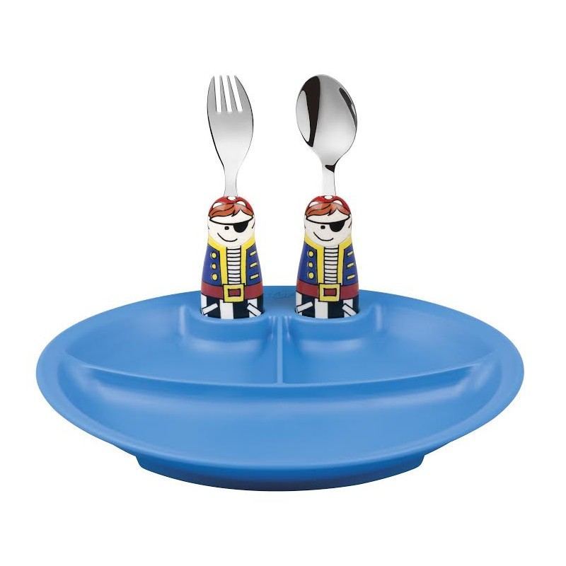 Plato para Ninos y Cubiertos Diseno de Piratas