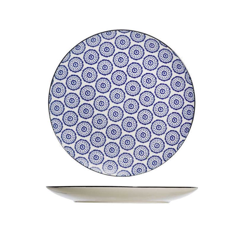 Plato Azul y Blanco Motivo Circular - 6 unidades