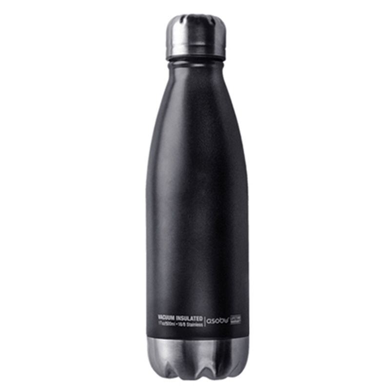 Termo con forma de botella de 500 ml en acero inoxidable.