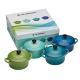 Mini Cocotte Verde y Azul Le Creuset - Pack de 4 