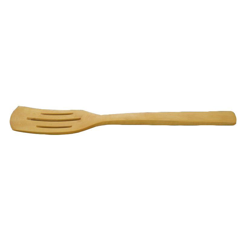 Paleta de cocina ranurada de madera de boj, 32 cm de largo.