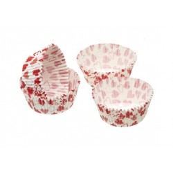 Cápsulas de Papel Mini para Cupcakes o Magdalenas – Con Corazones Rojos 80uds
